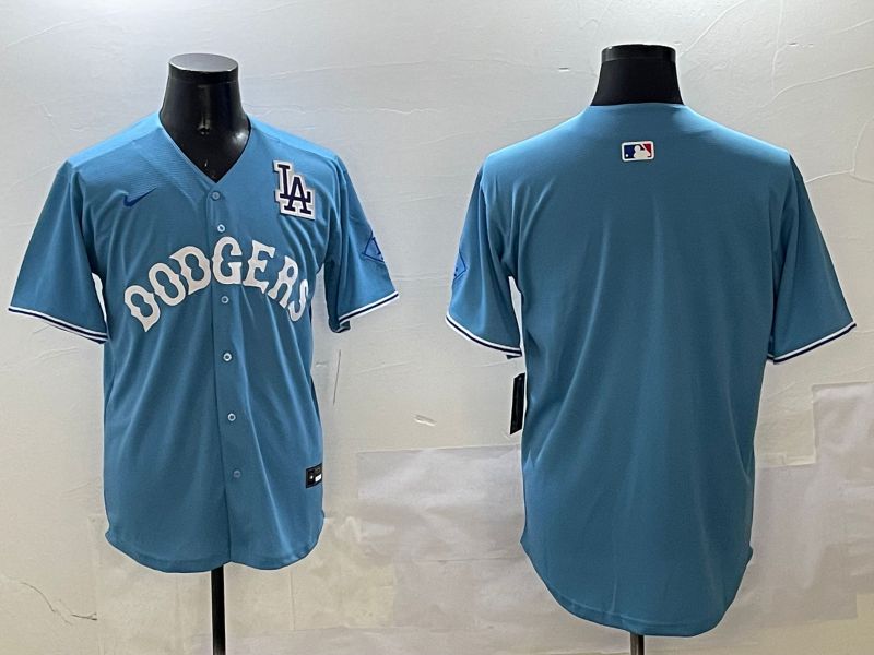 Men Los Angeles Dodgers Blank Light Blue Throwback Game 2025 Nike MLB Jersey style 24